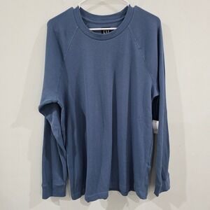 Gap Mens Thermal Shirt Size Large Blue Waffle Knit Outdoor Winter Camping Hiking